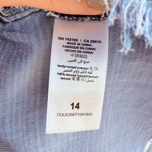 Splendid Chambray Stripe High-Low Mini Dress in Blue & White size 14 juniors - Picture 5 of 7